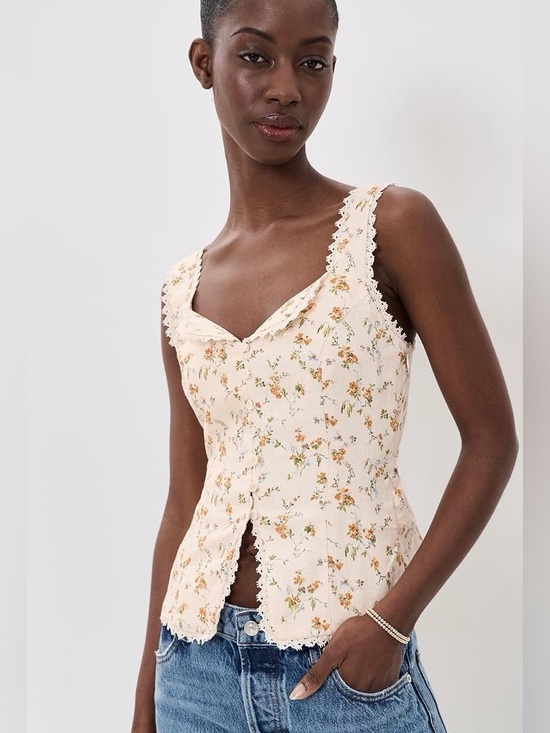 Reformation Tops - Reformation Cream Floral Lace-Trim Camisole - Retail $168
